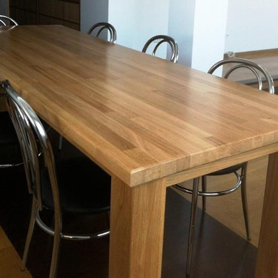 Dining table made from finger joint board
